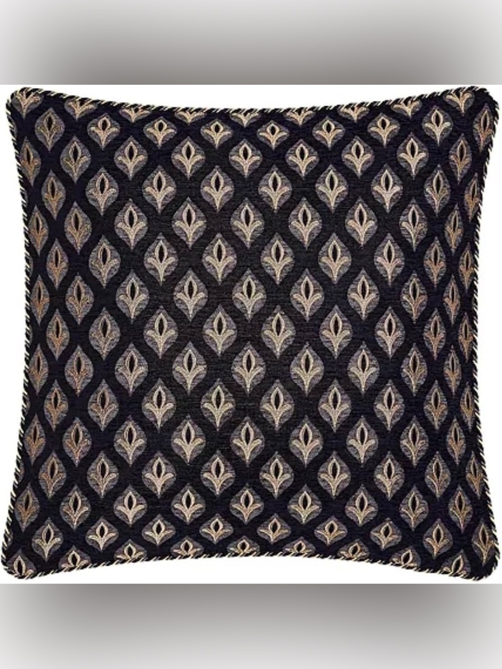J. Queen New York Savoy Euro Pillow Sham in Pewter 26β x 26β black and gold